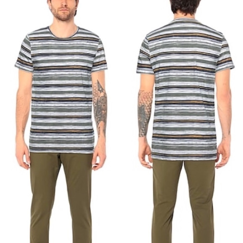 GARCIA Men’s Crew Neck Cotton white multi stripes T-shirt size Medium